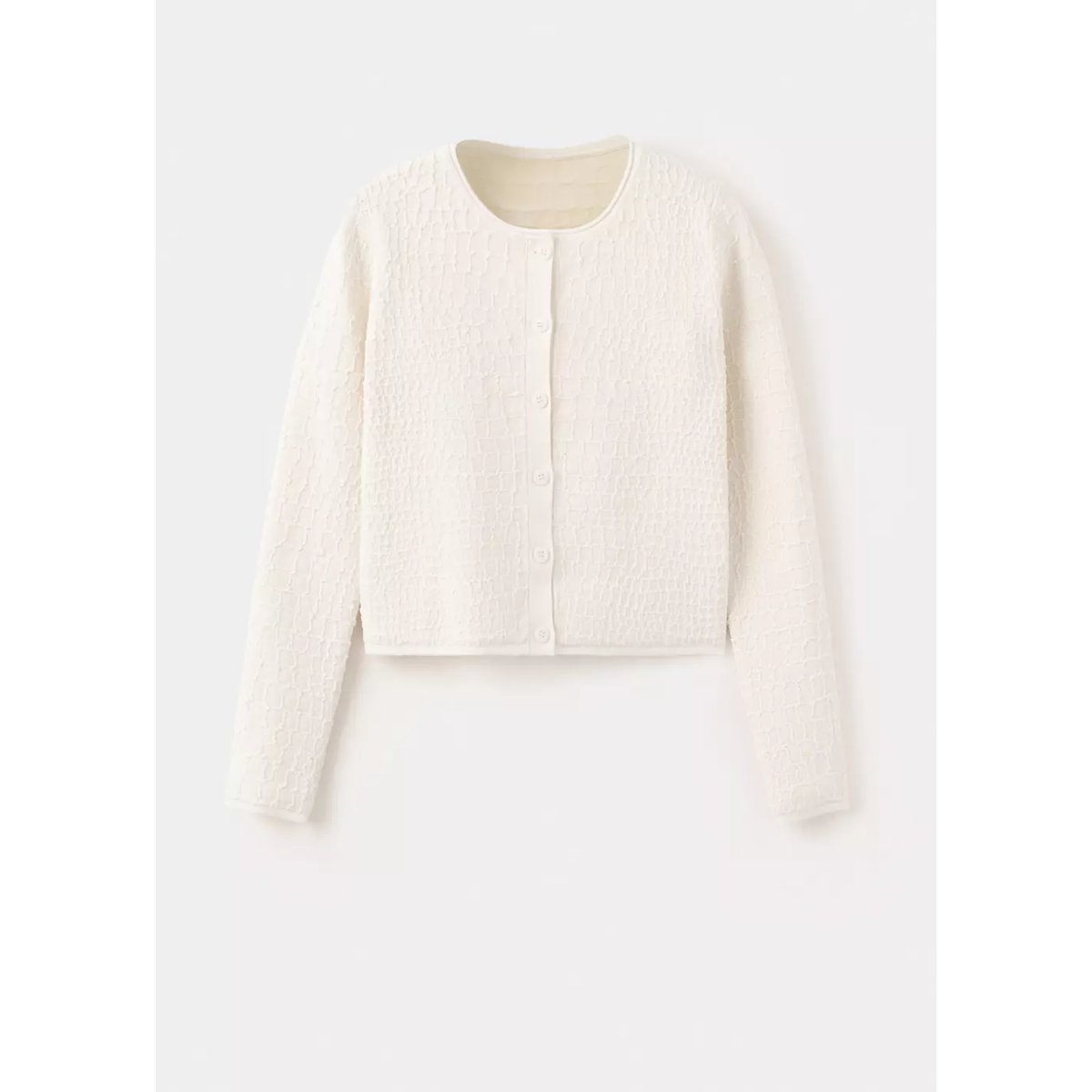 Cardigan tricot texturé écru, MANGO