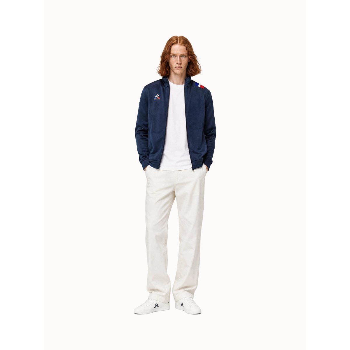 Veste zippée avec détails tricolores Teamsport blue, LE COQ SPORTIF