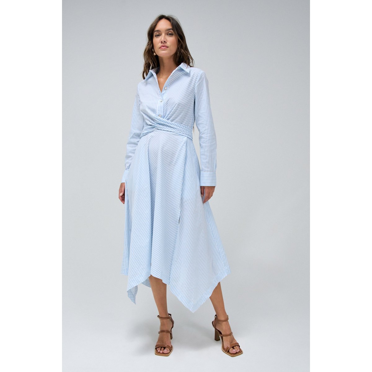 ROBE MIDI ASYMÉTRIQUE À RAYURES bleu marine, SALSA JEANS