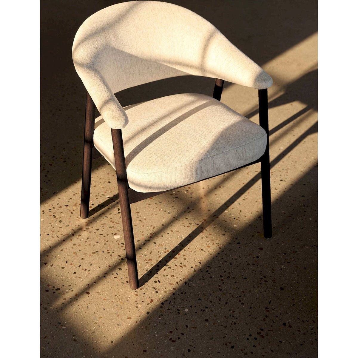 Chaise de salle à manger rembourrée en bois beige et chêne, RECOLLECTION