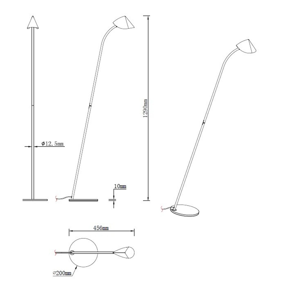 Lampadaire design en métal, CAPUCCINA noir, MANTRA