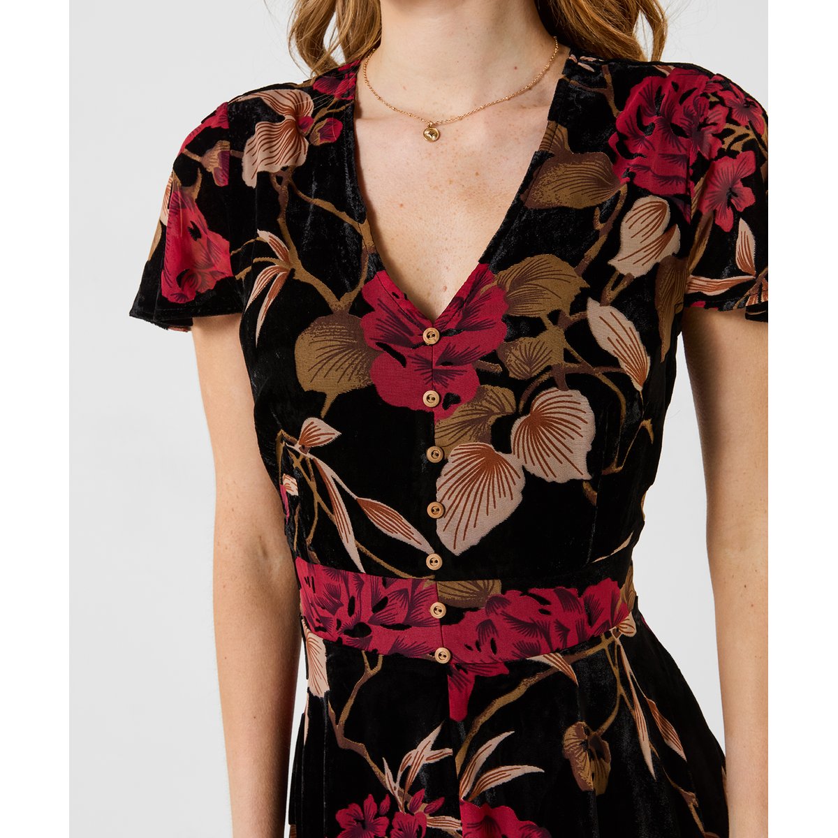 Robe Longue en Velours Dévoré Remarquable noir, JOE BROWNS