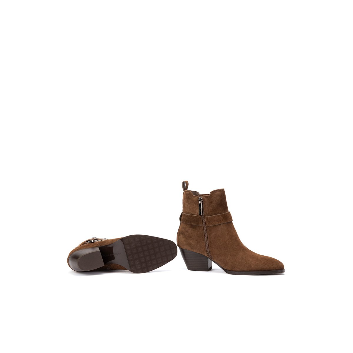 Bottines à talon cuir Jeanne tabaco, MARTINELLI