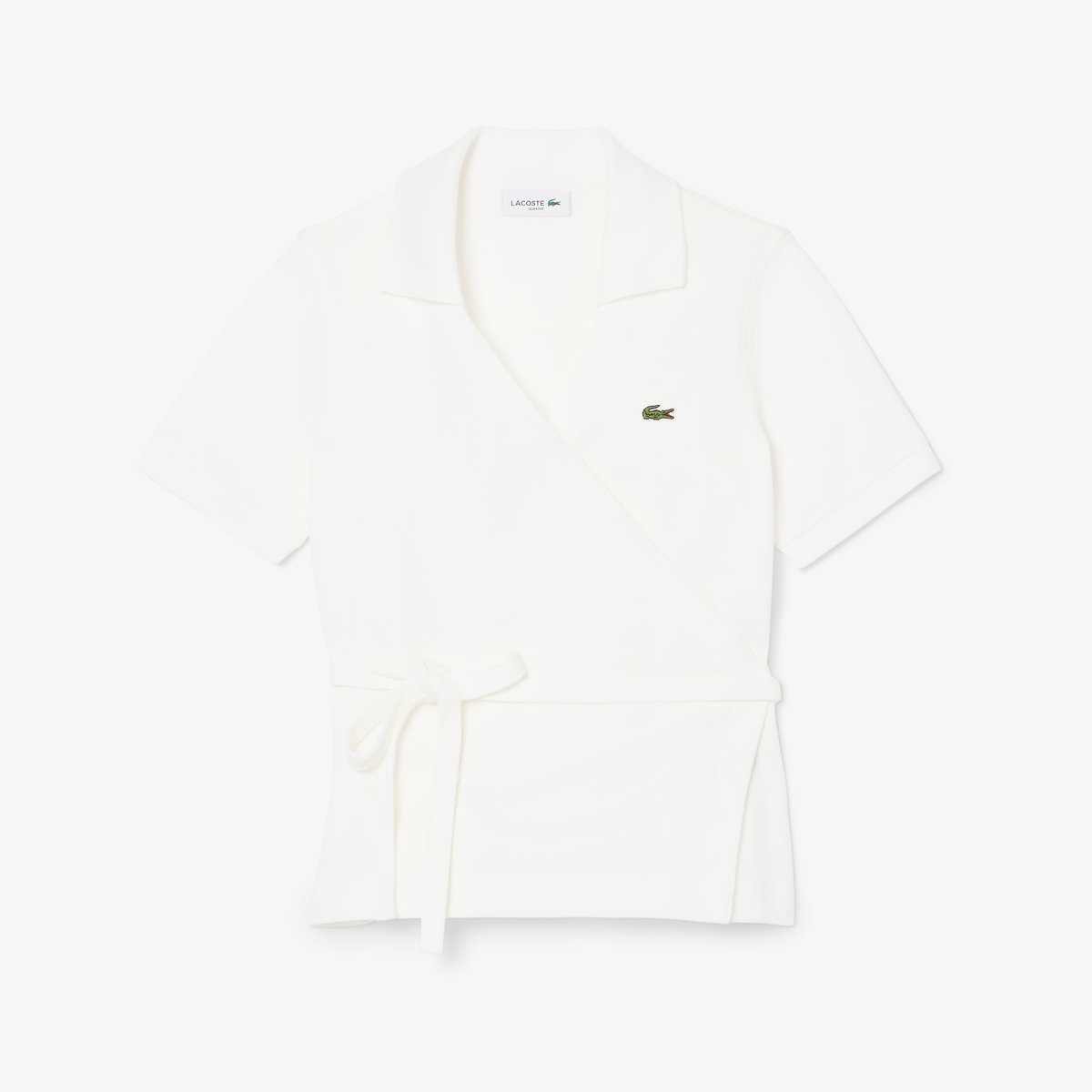 Polo cache-cœur mini Piqué stretch blanc-70v, LACOSTE