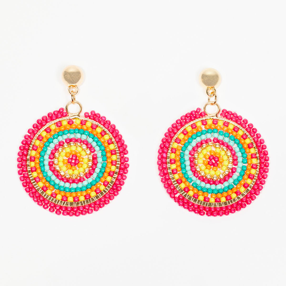 Boucles d'oreilles rondes en perles de rocaille multicolore multicolore, BALABOOSTE