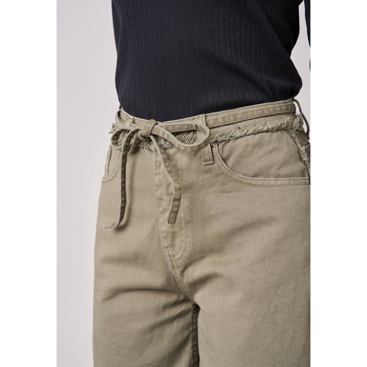 Jean wide leg femme 100% coton PRISTY light khaki, DEELUXE