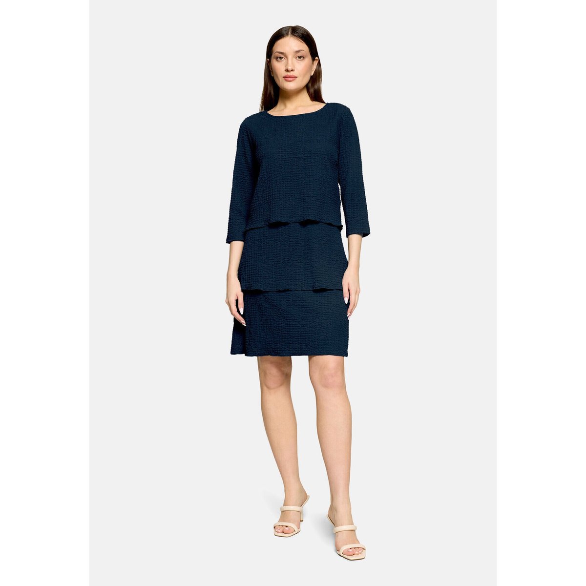 Robe à volants à manches 3/4 dark sky, BETTY BARCLAY