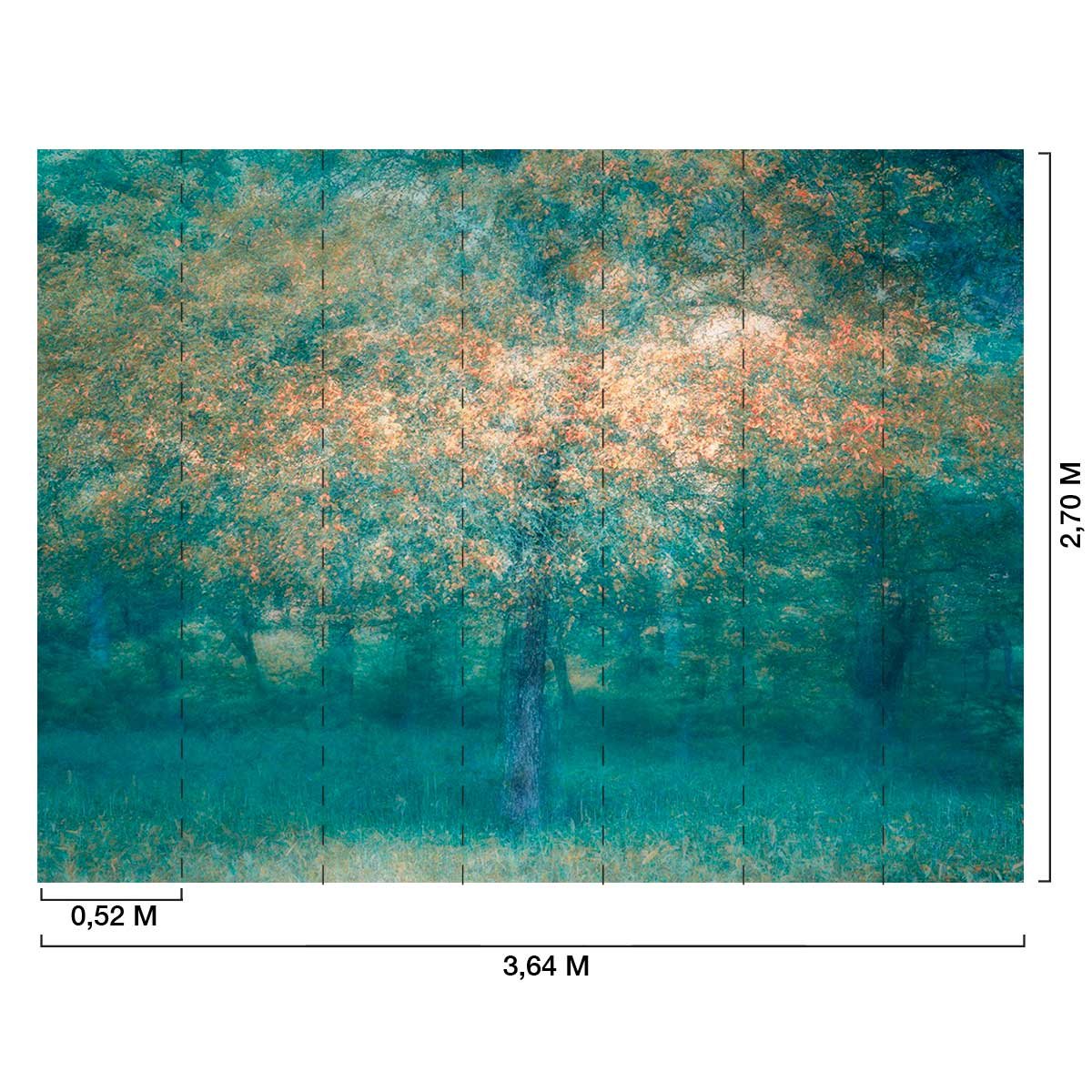 Papier peint panoramique Forêt Bleue vert, HEXOA