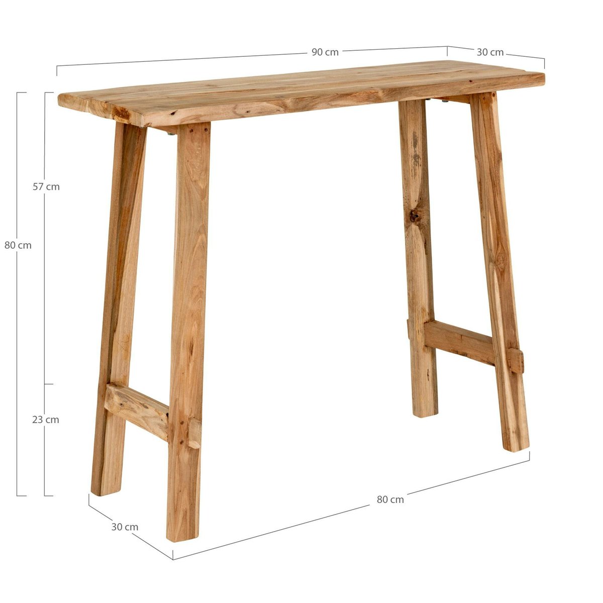 Console entrée rustique - bois clair, pieds tréteaux MENDOZA bois naturel, PIER IMPORT