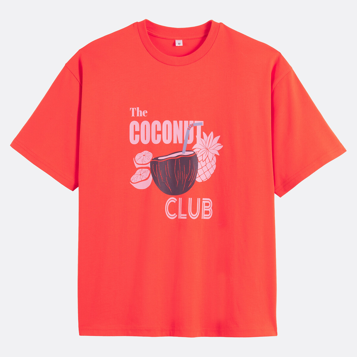T-shirt col rond manches courtes imprimé rose, LA REDOUTE COLLECTIONS