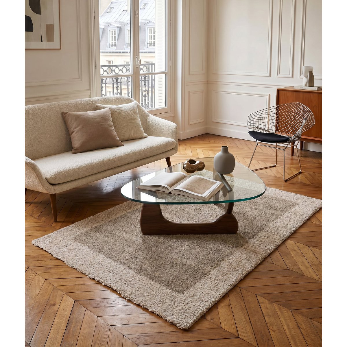 Tapis design doux et épais TURENNE beige sable, AFK LIVING
