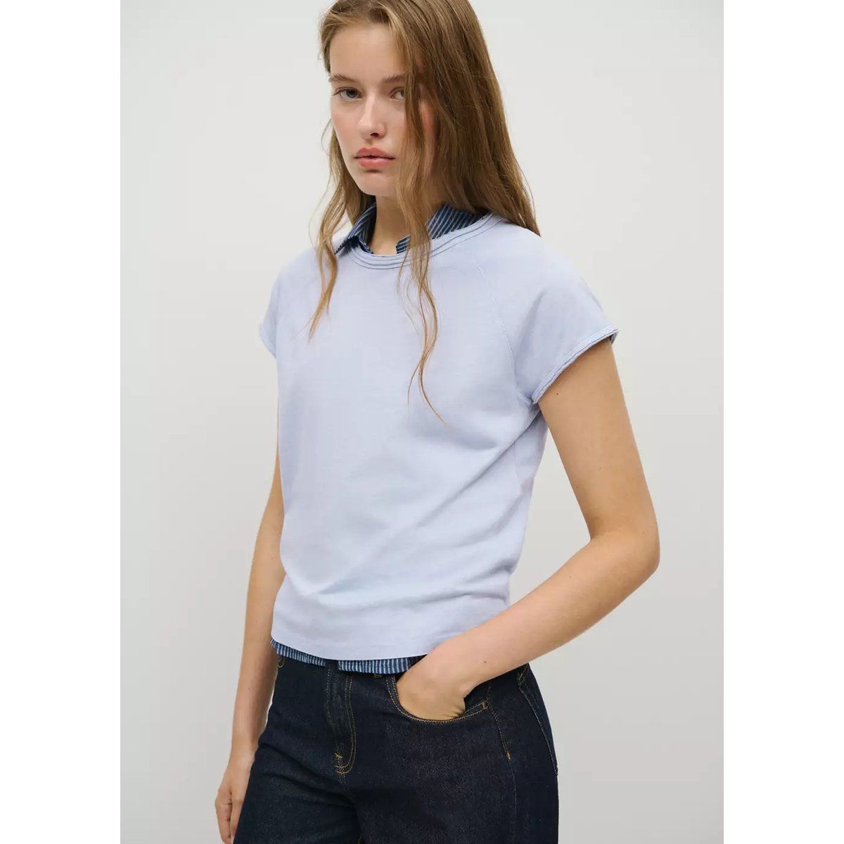 T-shirt raglan manches courtes bleu, MANGO TEEN