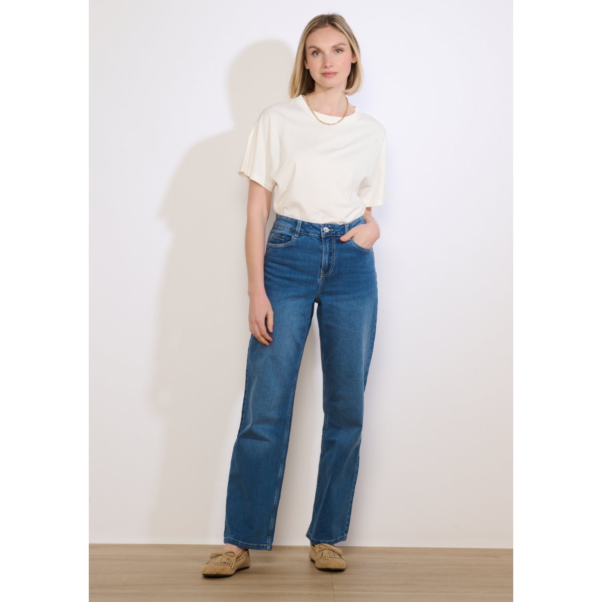 Jean large taille haute medium blue, LOLALIZA