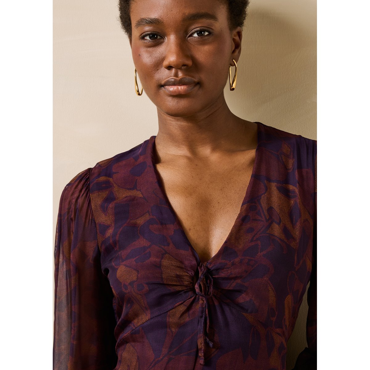 Robe longue à imprimé floral manches longues viola/tandoori, LA FEE MARABOUTEE