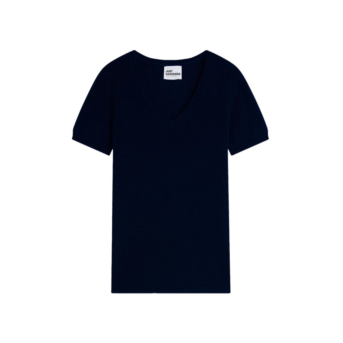T-Shirt Col V Navy Glamis bleu foncé, JUST CASHMERE