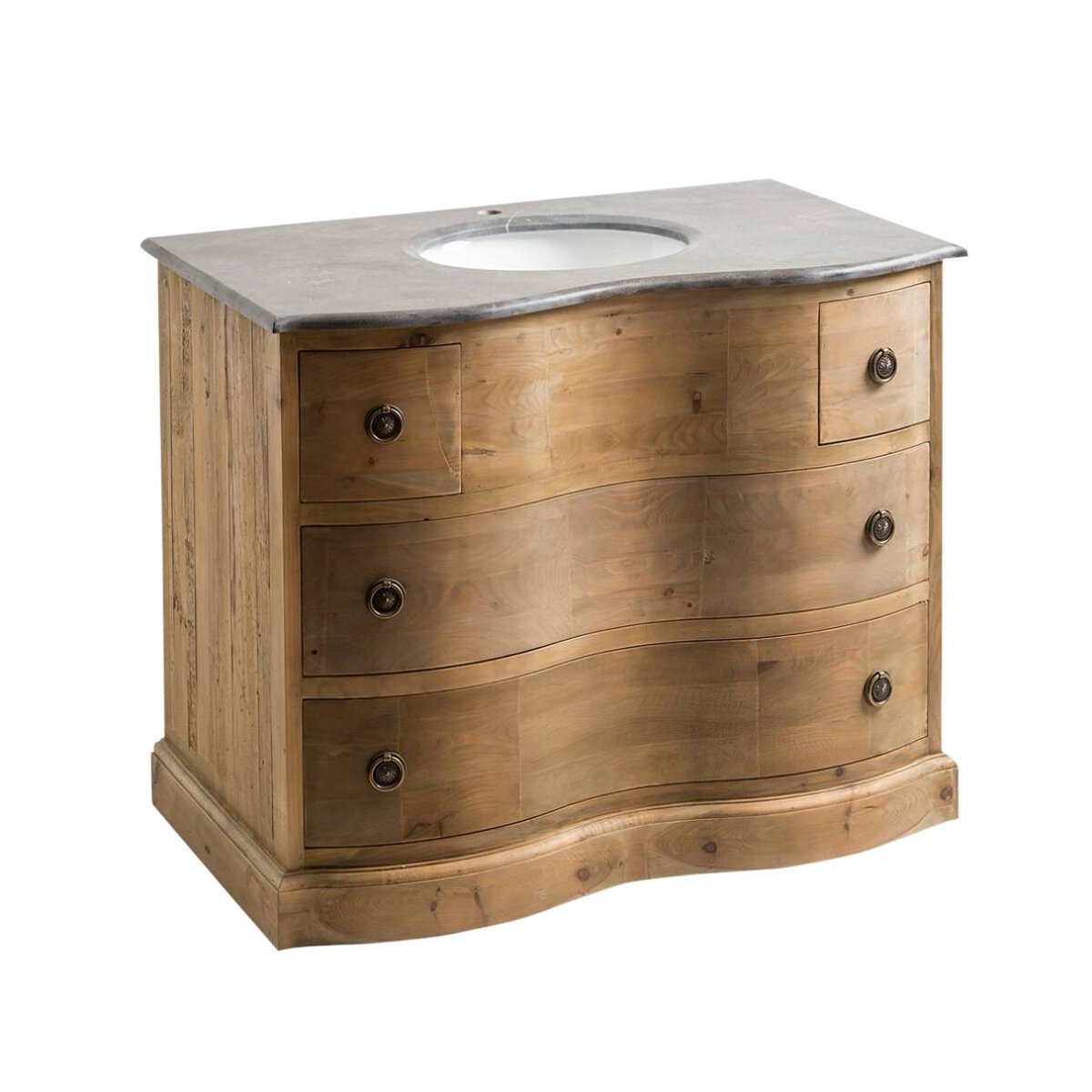 Meuble sous vasque en bois recyclé MIA bois clair, MADE IN MEUBLES