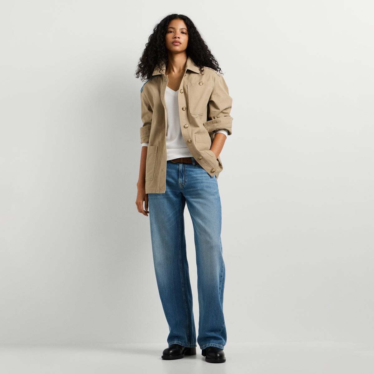 Veste Longue En Sergé beige malté, PEPE JEANS