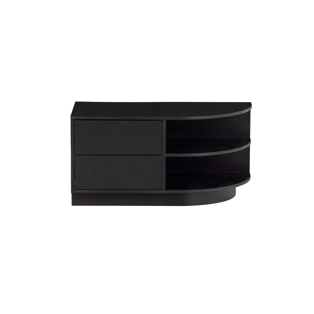 Meuble TV 2 tiroirs en bois L78cm- FINCA noir, WOOOD