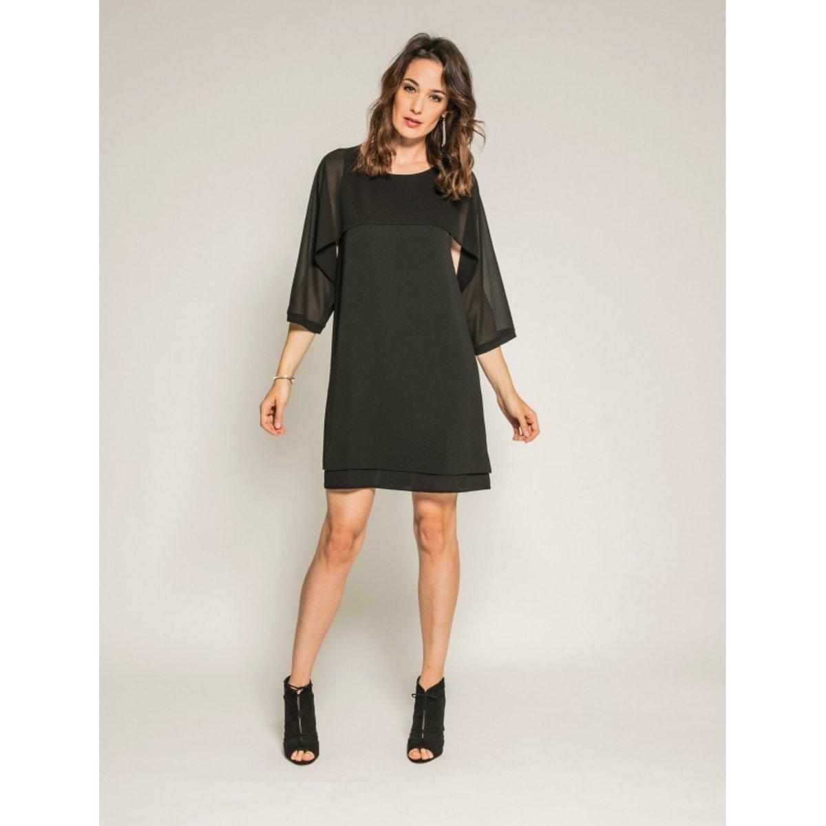 Robe Courte Bimatière Idalie noir, DONA LISA