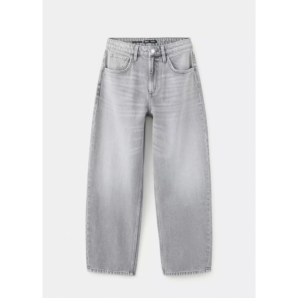 Jean balloon taille haute gris denim, MANGO