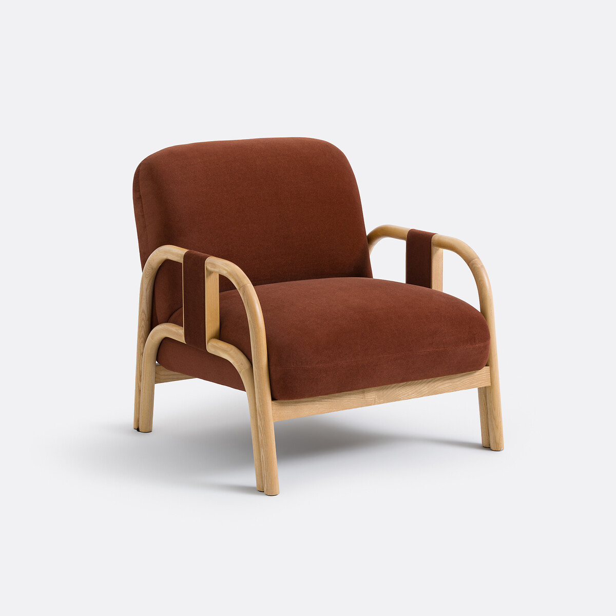 Fauteuil lounge, en velours et frêne, VINDY rouge, LA REDOUTE INTERIEURS