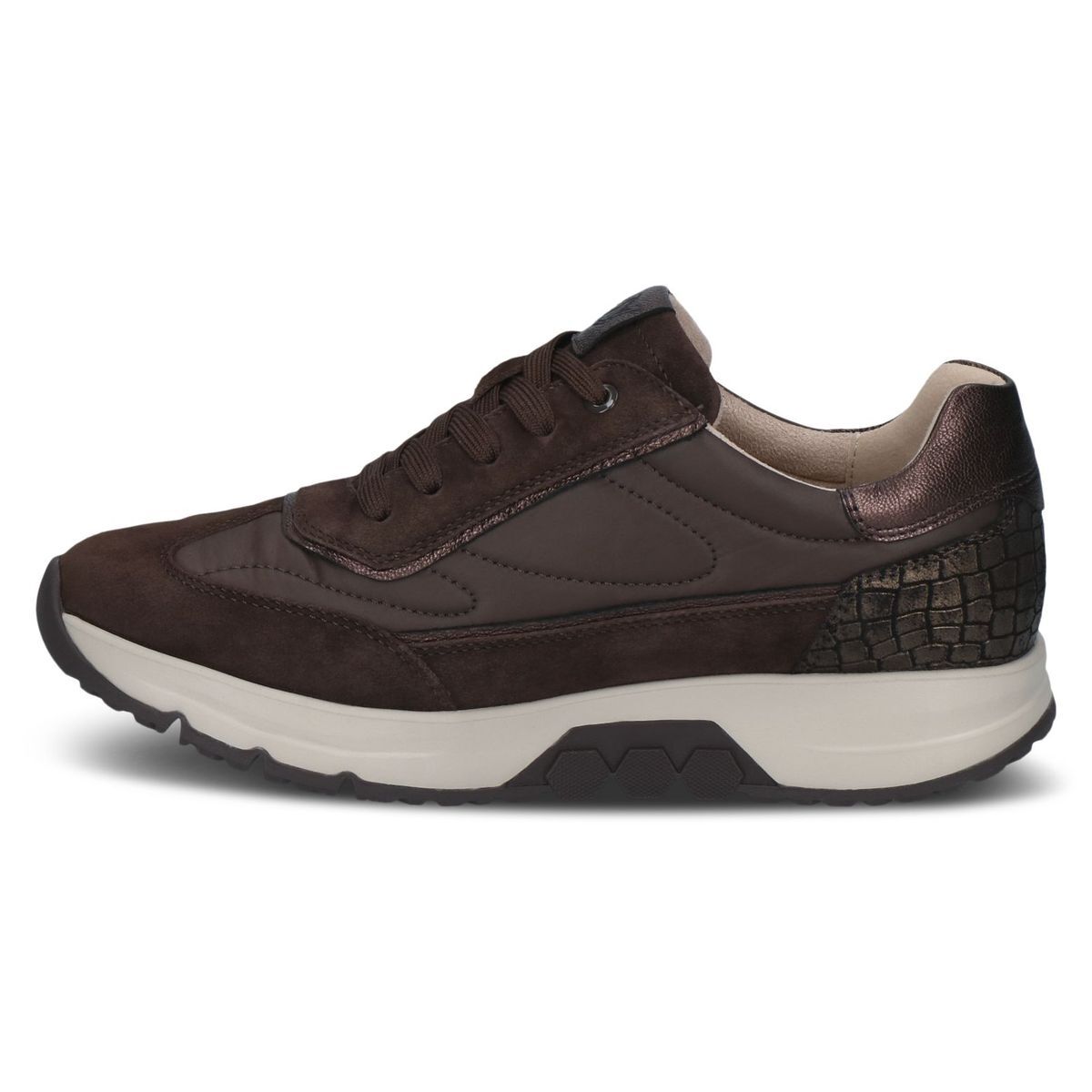 Basket en cuir marron foncé combiné, CAPRICE