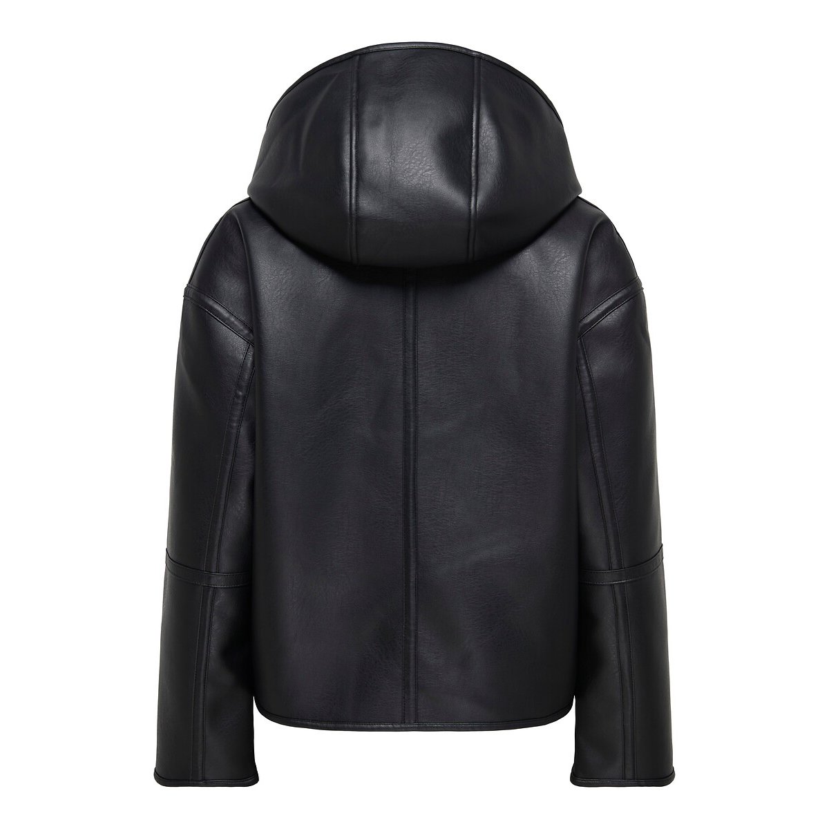 Cappotto con cappuccio in similpelle nero , ONLY