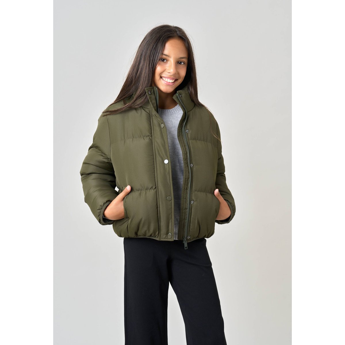 Doudoune courte fille ISKA light khaki, DEELUXE
