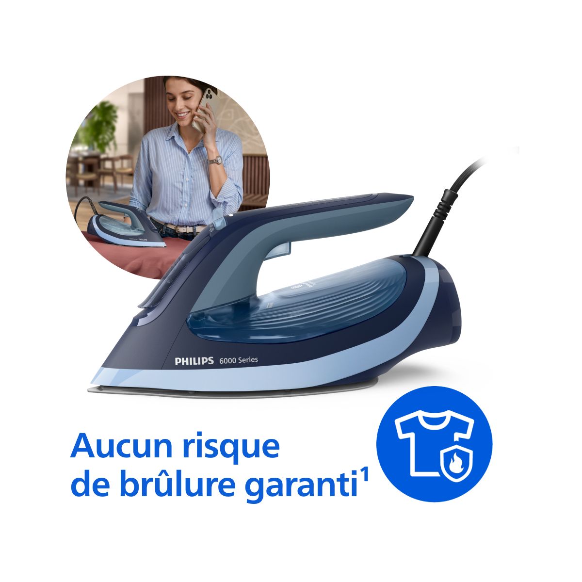 Fer à repasser DST6120/20 fer à vapeur Série 6000 Bleu/Noir, 2600W couleur unique, PHILIPS