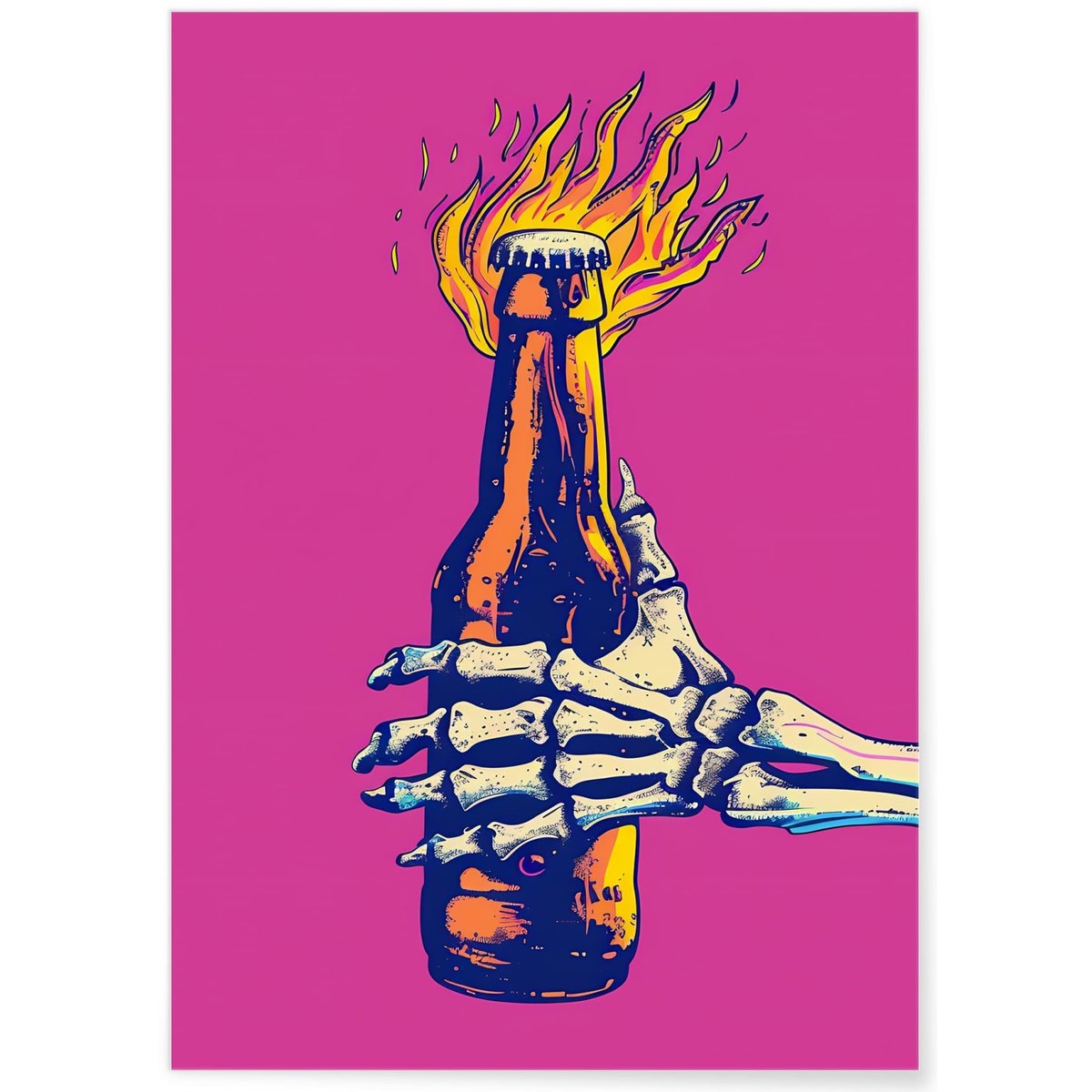 Affiche Squelette Pop Art blanc, L'AFFICHERIE