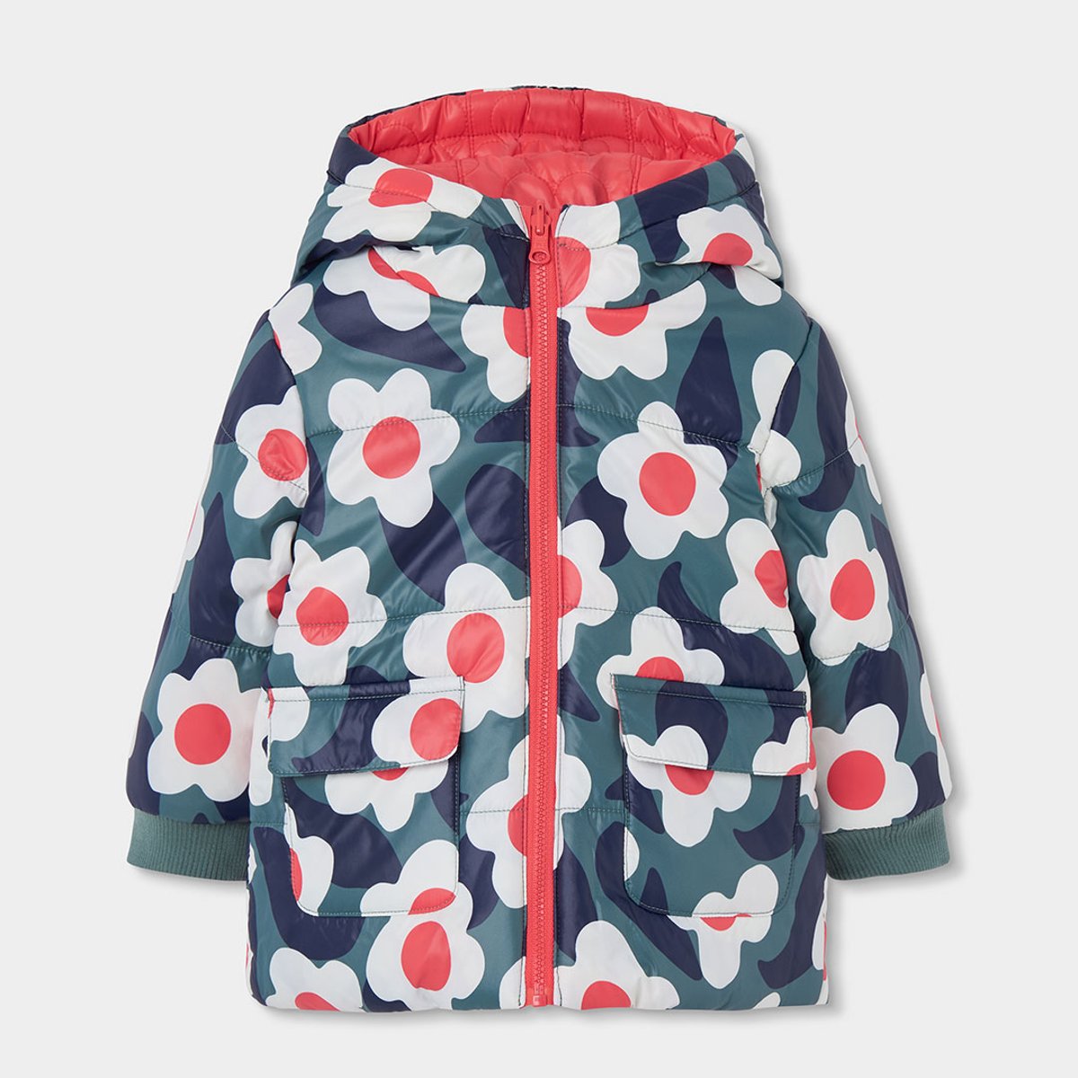 Parka fille tissu technique imprimé fleurs multicolore, BOBOLI
