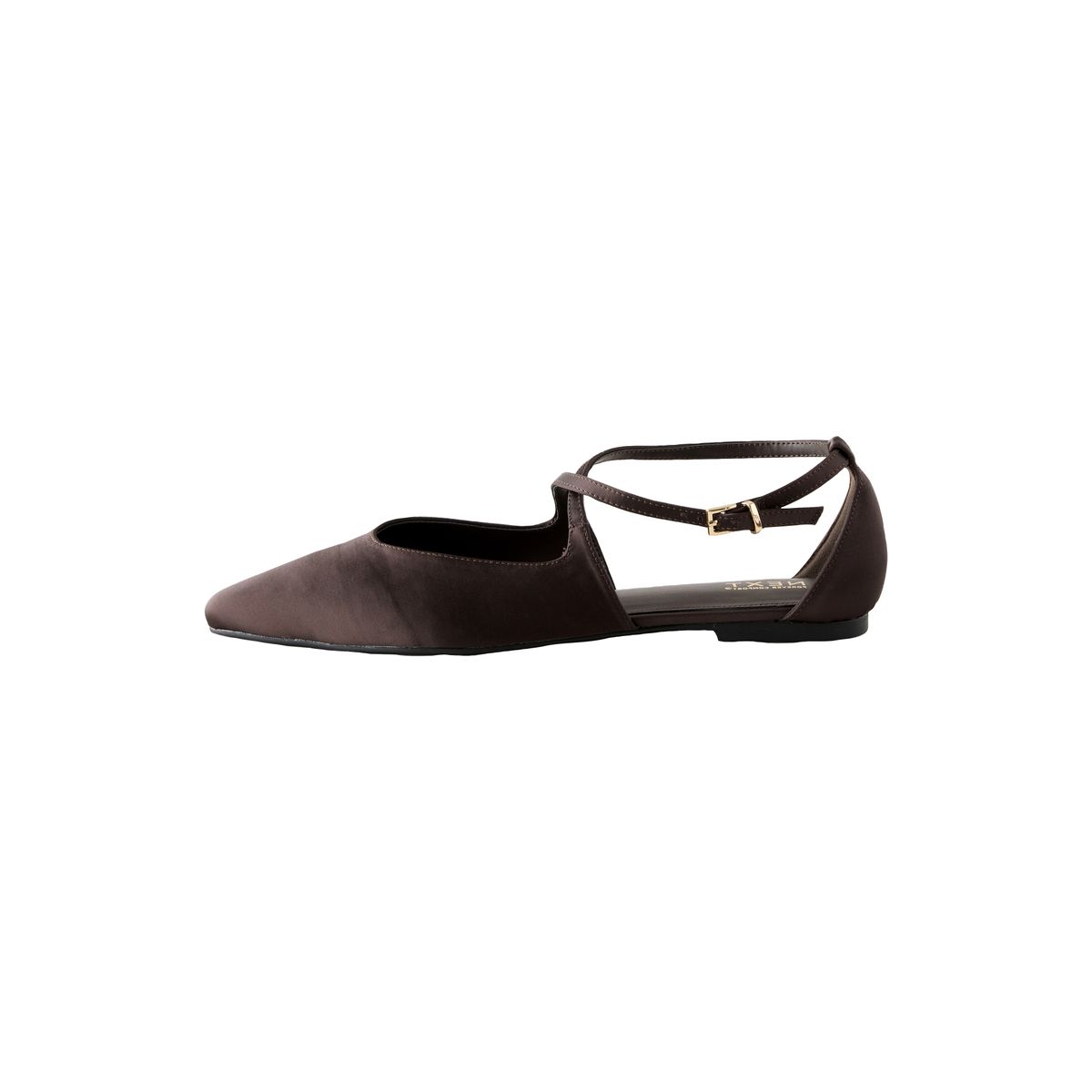 Chaussures à bride cheville et bout pointu satin marron chocolat, NEXT