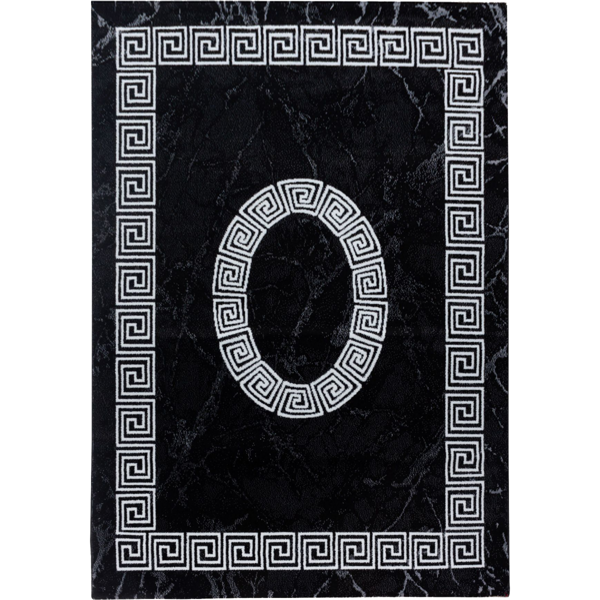 Tapis pour une chambre ou une entrée tissé motif baroque SAPURI noir, blanc, UN AMOUR DE TAPIS