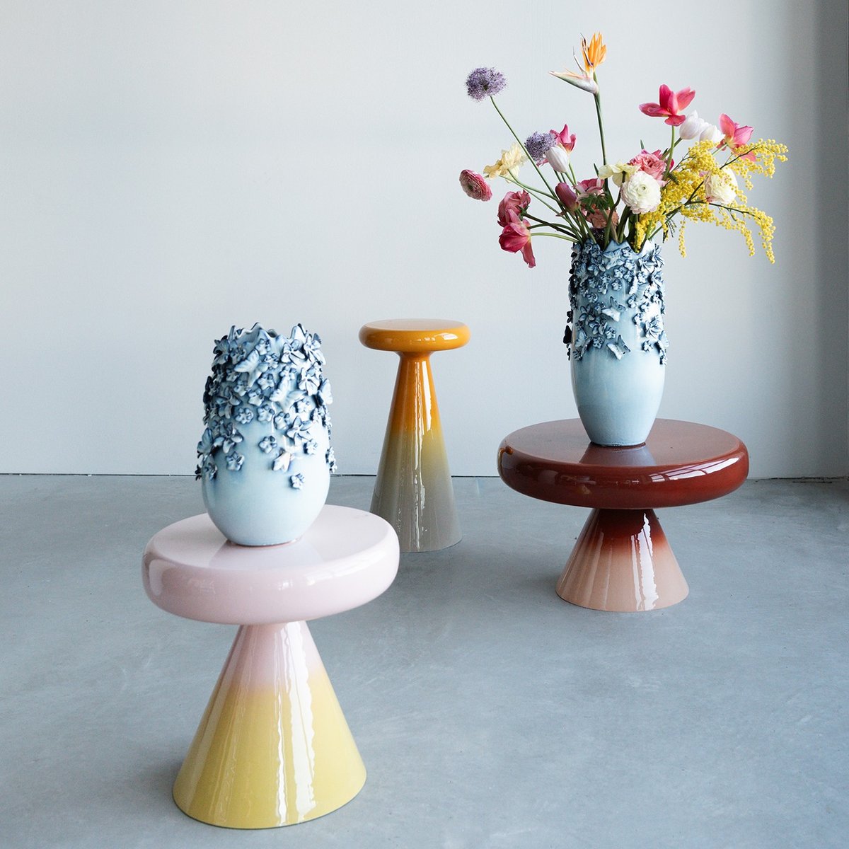 Table d'appoint ronde dégradée en acier, RICI rose, KARE DESIGN