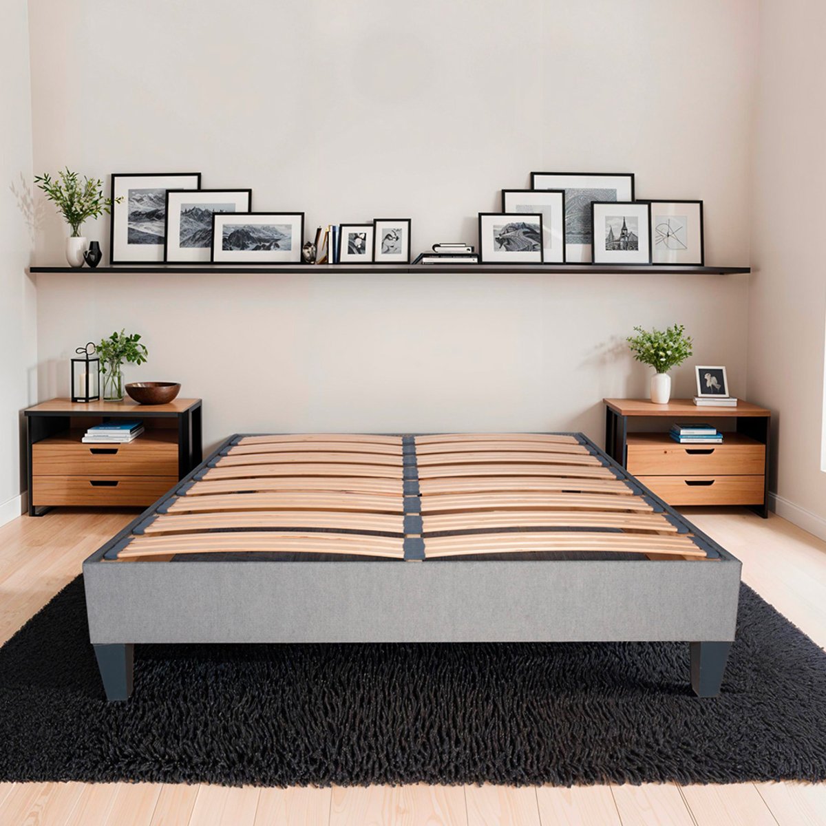 Sommier à lattes en bois Ergostar 180x200 cm Coloris Gris clair Livré en kit gris clair, BELLECOUR