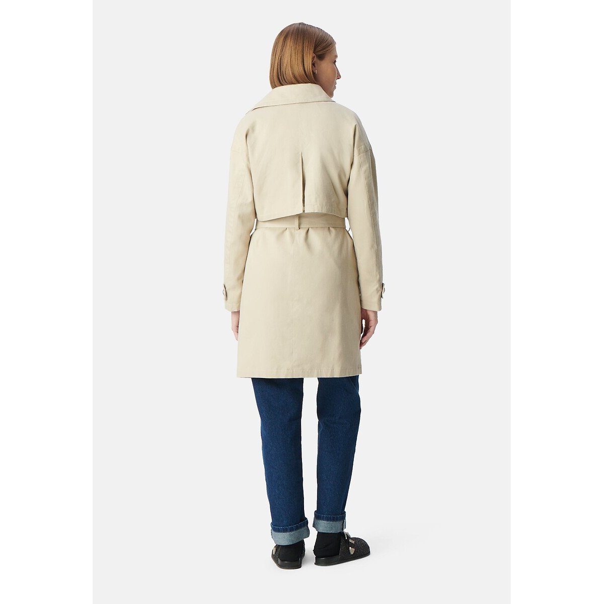 Mid-Length Trench Coat with Belt, 2 in 1, Removable Jacket light beige, IKKS