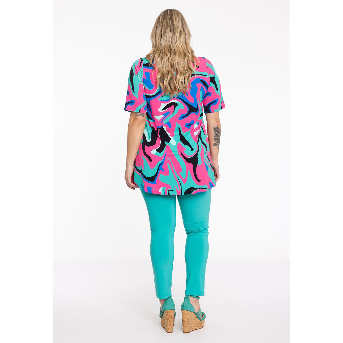 Tunique imprimée turquoise, YOEK
