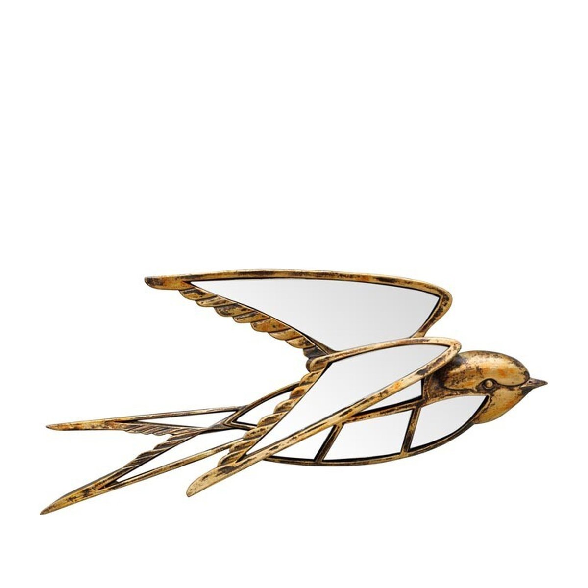 Figurine hirondelle en résine MIROIRS or, CHEHOMA