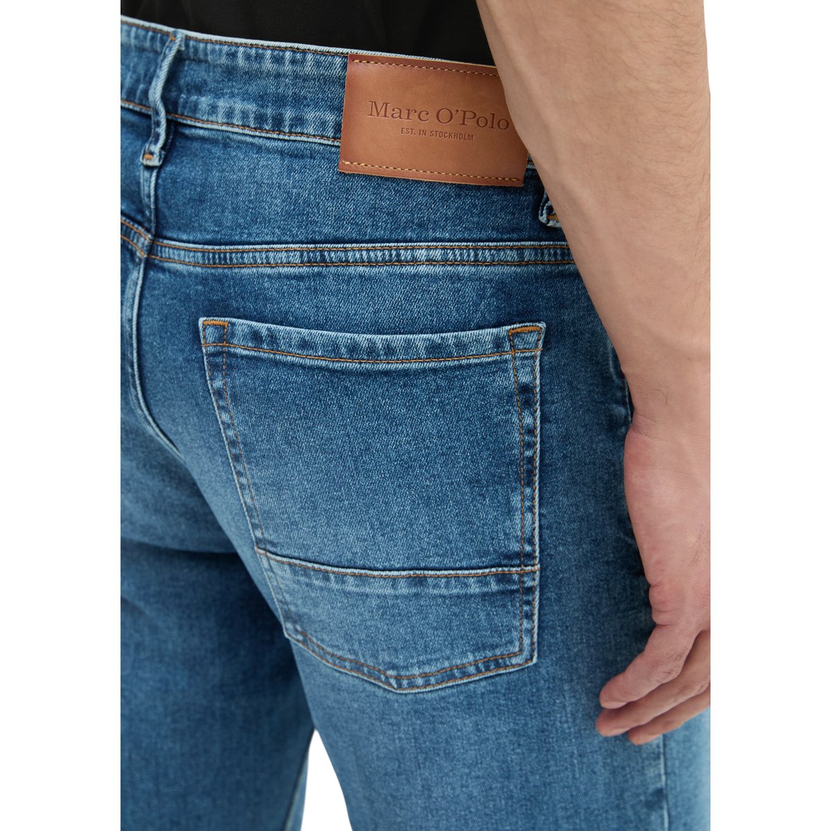 Jeans modèle Sjöbo shaped en mélange de coton bio stretch bleu, MARC O'POLO