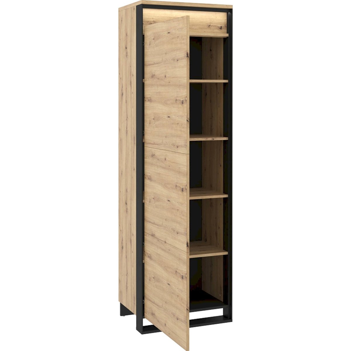 Armoire haute collection QUANT en bois chêne artisan et noir, RECOLLECTION