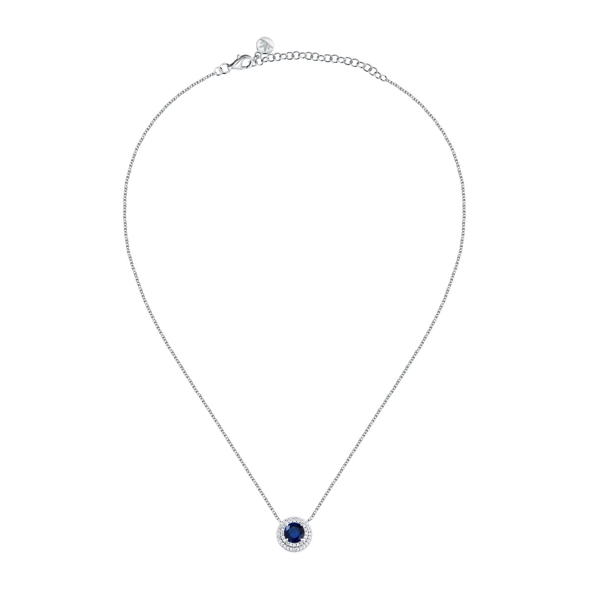 Colliers en Zircon/zircons Cubiques/argent 925/1000 Recyclé et Zircon argent/bleu, MORELLATO