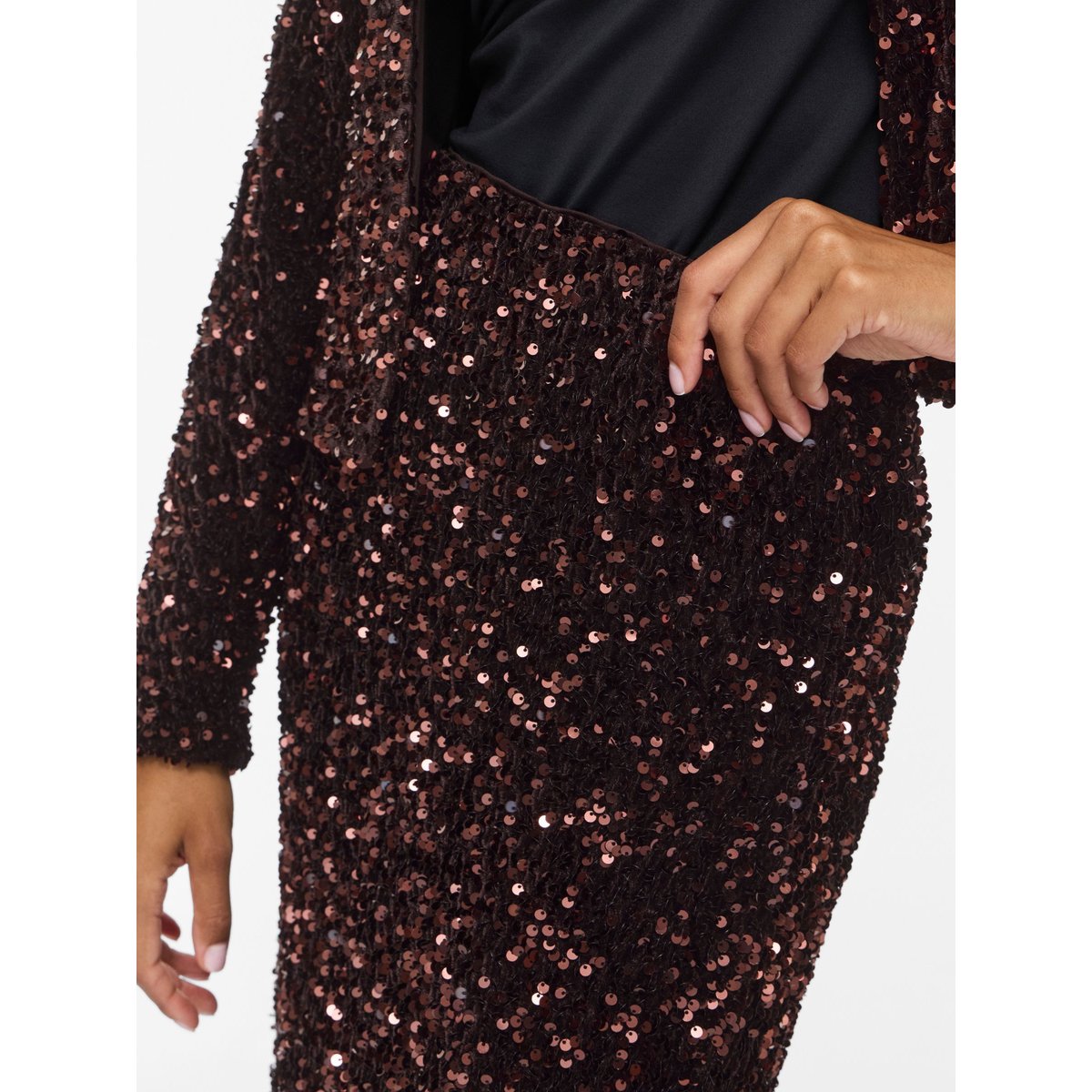 Jupe Mi-Longue marron - coffee bean1, VILA