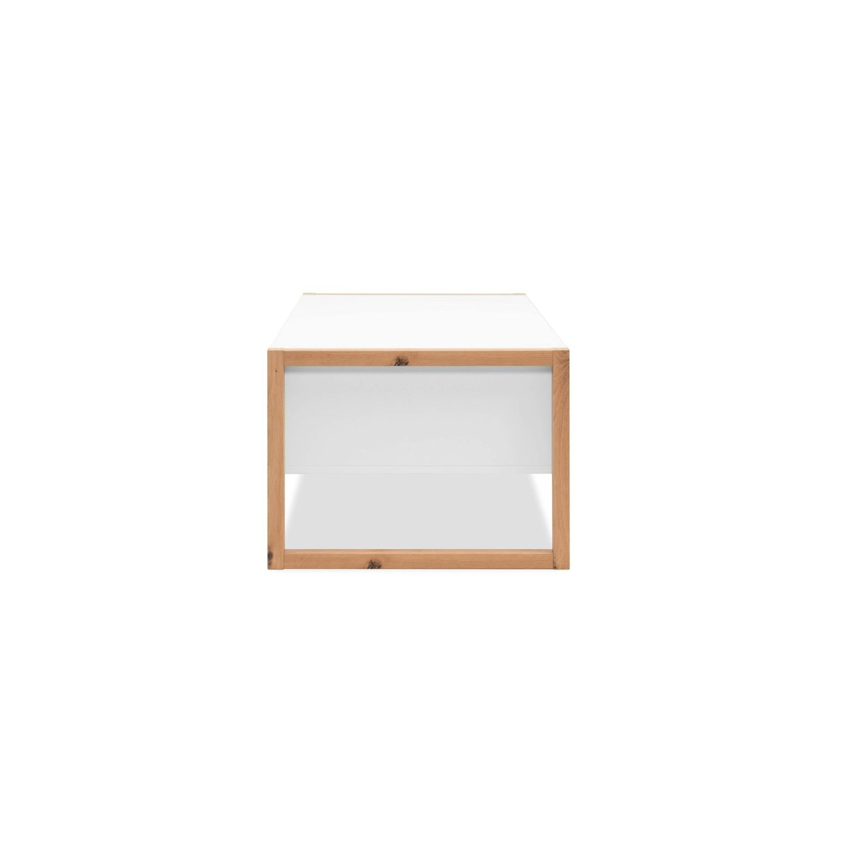 Table basse rectangulaire avec niche et tiroir ALVA blanc, PIER IMPORT