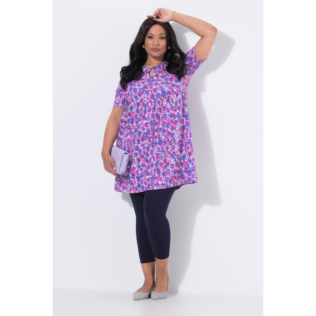 T-shirt long à imprimé rose vif, ULLA POPKEN