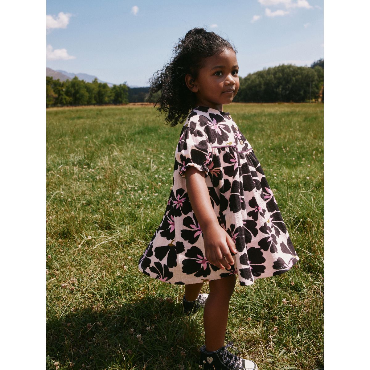 Robe en jersey monochrome floral, NEXT