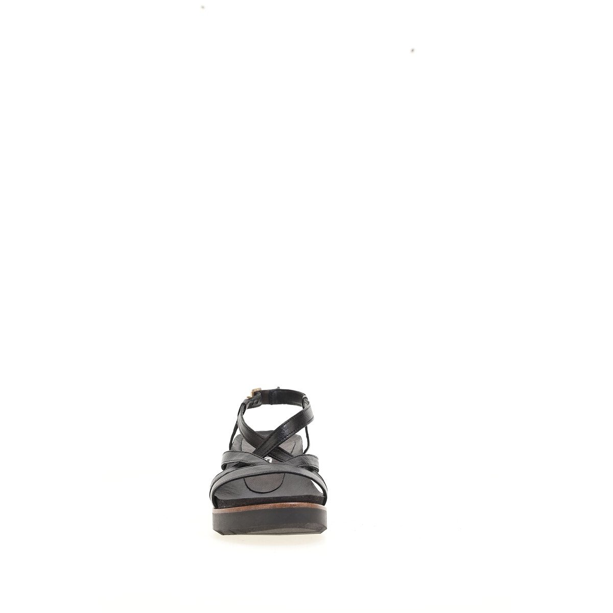 Sandales compensées en cuir noir, MJUS