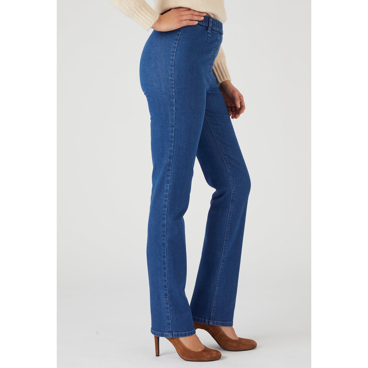Jean effet ventre plat - Petite bleu denim moyen, DAMART
