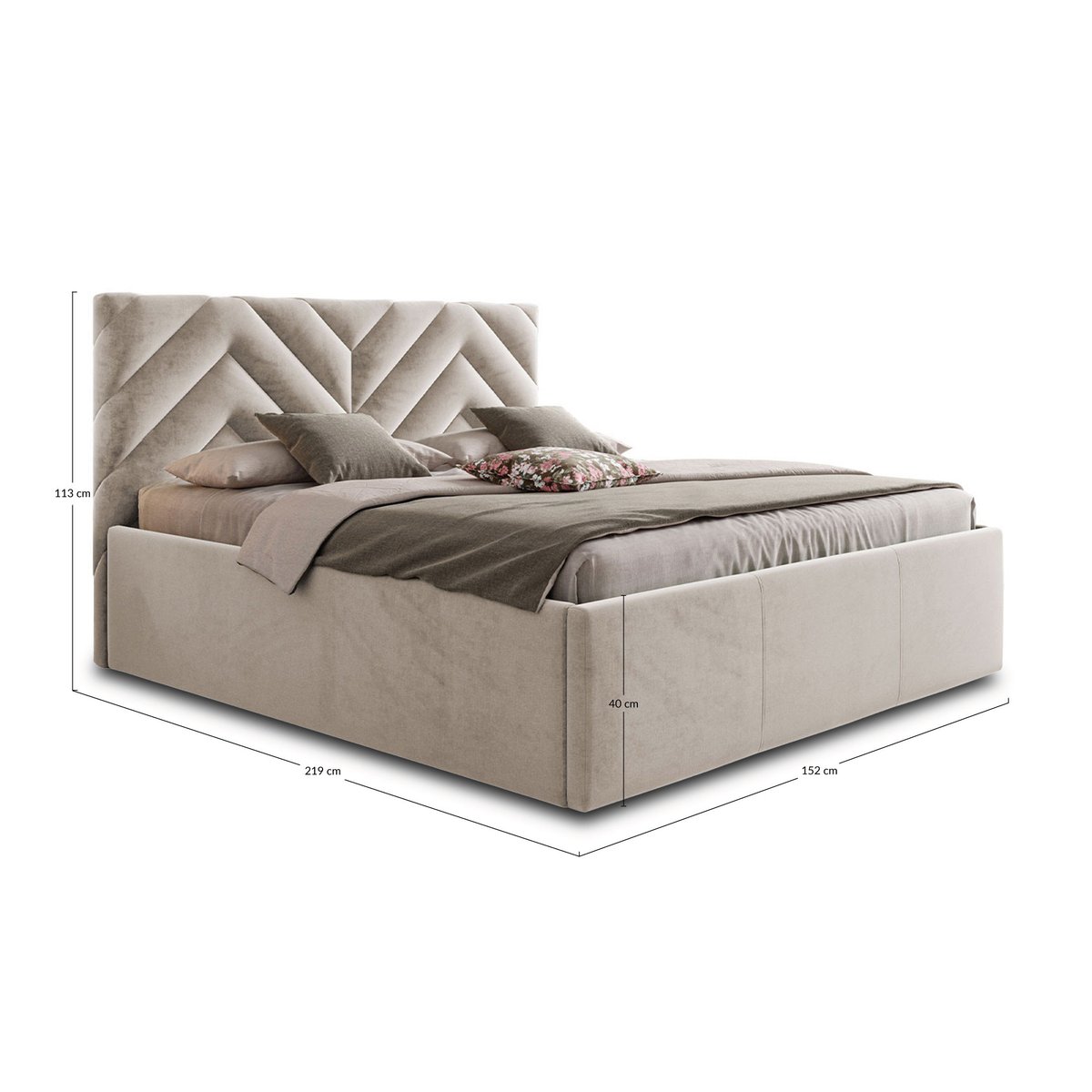 Lit coffre - SANTIAGO gris, BEST MOBILIER