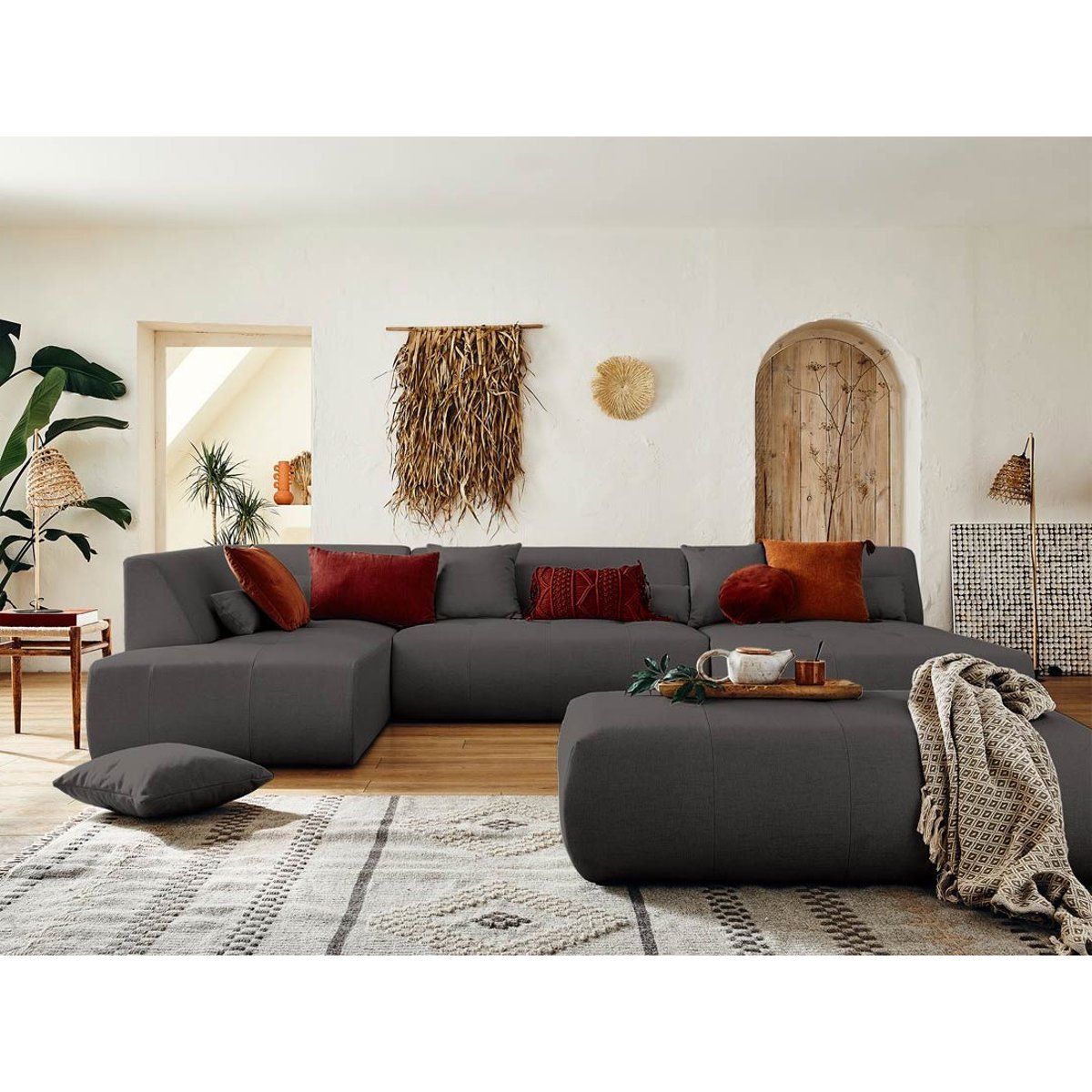 Canapé Panoramique  7 places - ONYX gris foncé, BEST MOBILIER