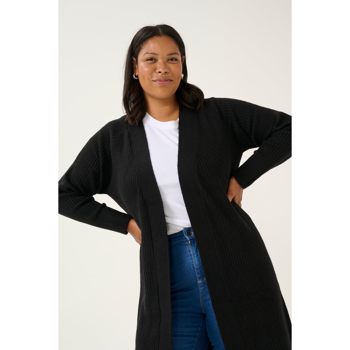 Cardigan à tricot noir black deep, KAFFE CURVE